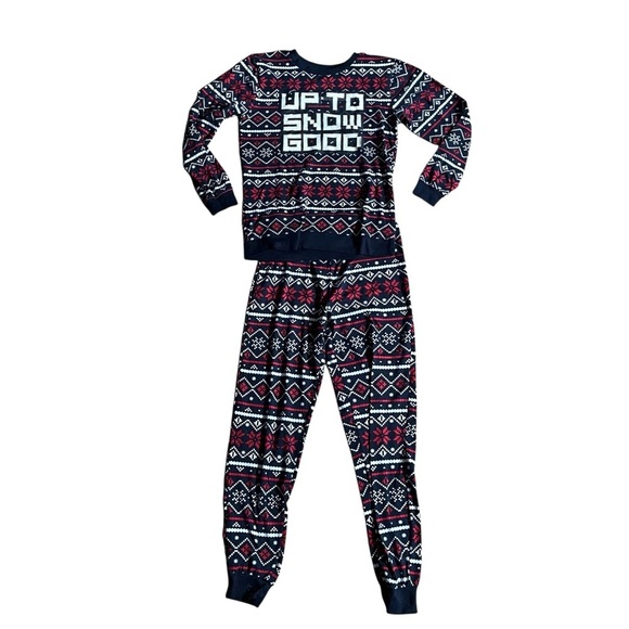 Boys Holiday Pajama Set Size 10 Winter – Red Navy Fair Isle Christmas PJs - Picture 1 of 8